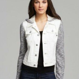 Free People White hooded jean jacket